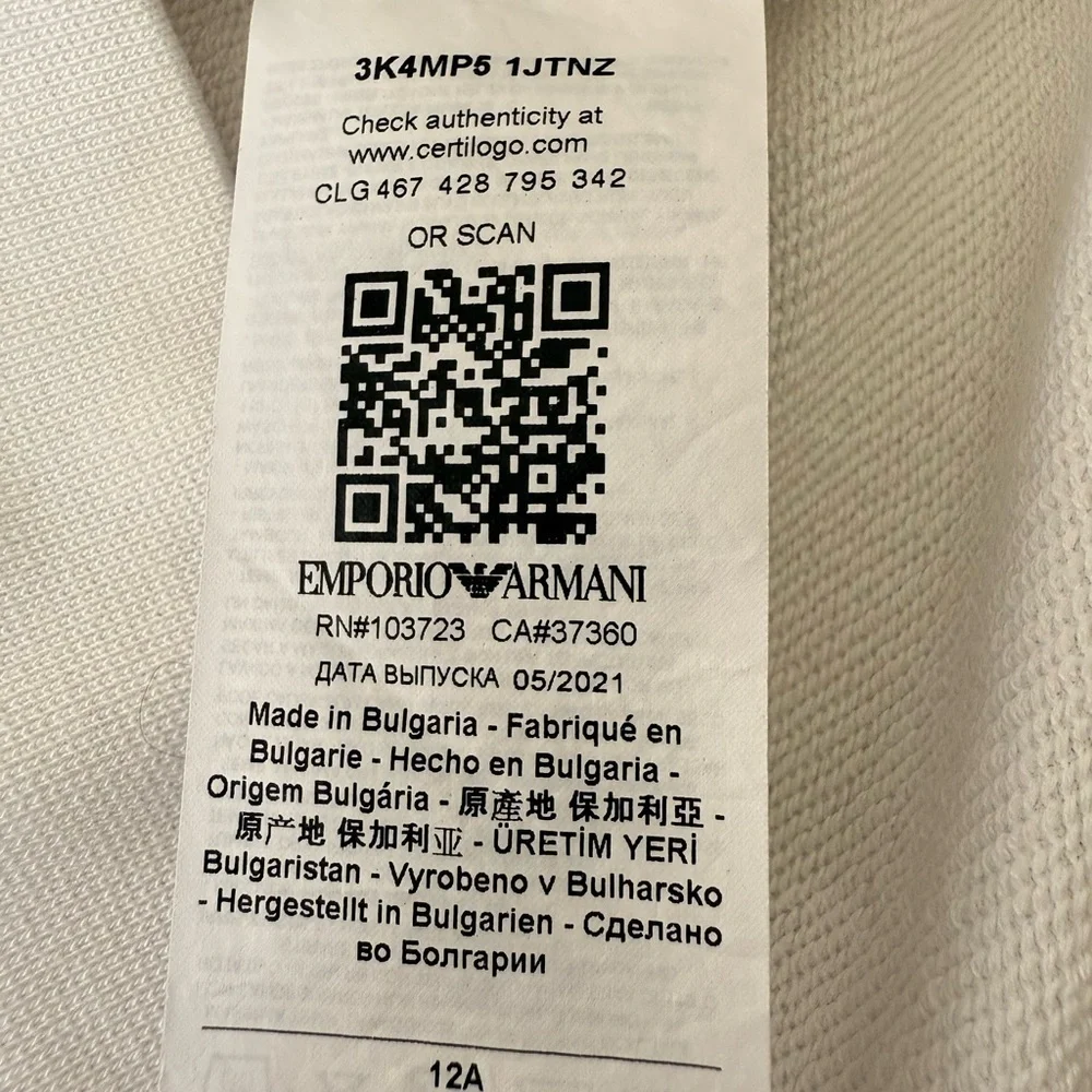 Emporio Armani Girls Sketch Eagle Logo Sweatshirt Size 12